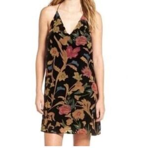 ASTR the label medium lace velvet  burnout floral fall mini dress black tan boho